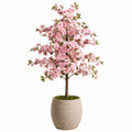 Albero artificiale di ciliegio 180 cm con fiori rosa e vaso per interni