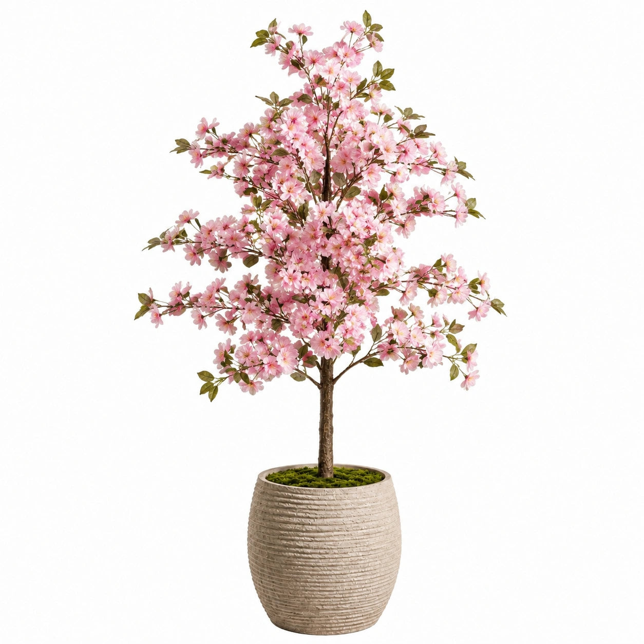 Albero artificiale di ciliegio 180 cm con fiori rosa e vaso per interni
