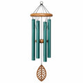 Campanella a vento 90 cm in alluminio verde e legno - decorazione sospesa per interni ed esterni