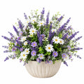 Pianta artificiale in vaso 60 cm con margherite e lavanda viola bianca stile decorativo