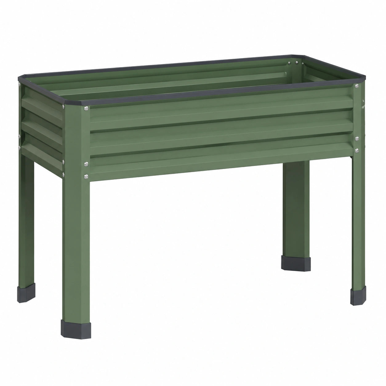 Fioriera rialzata 120 x 60 x 80 cm in acciaio verde per orto - struttura con gambe