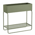 Fioriera rialzata 80 x 30 x 90 cm in acciaio verde con ripiano inferiore per esterni