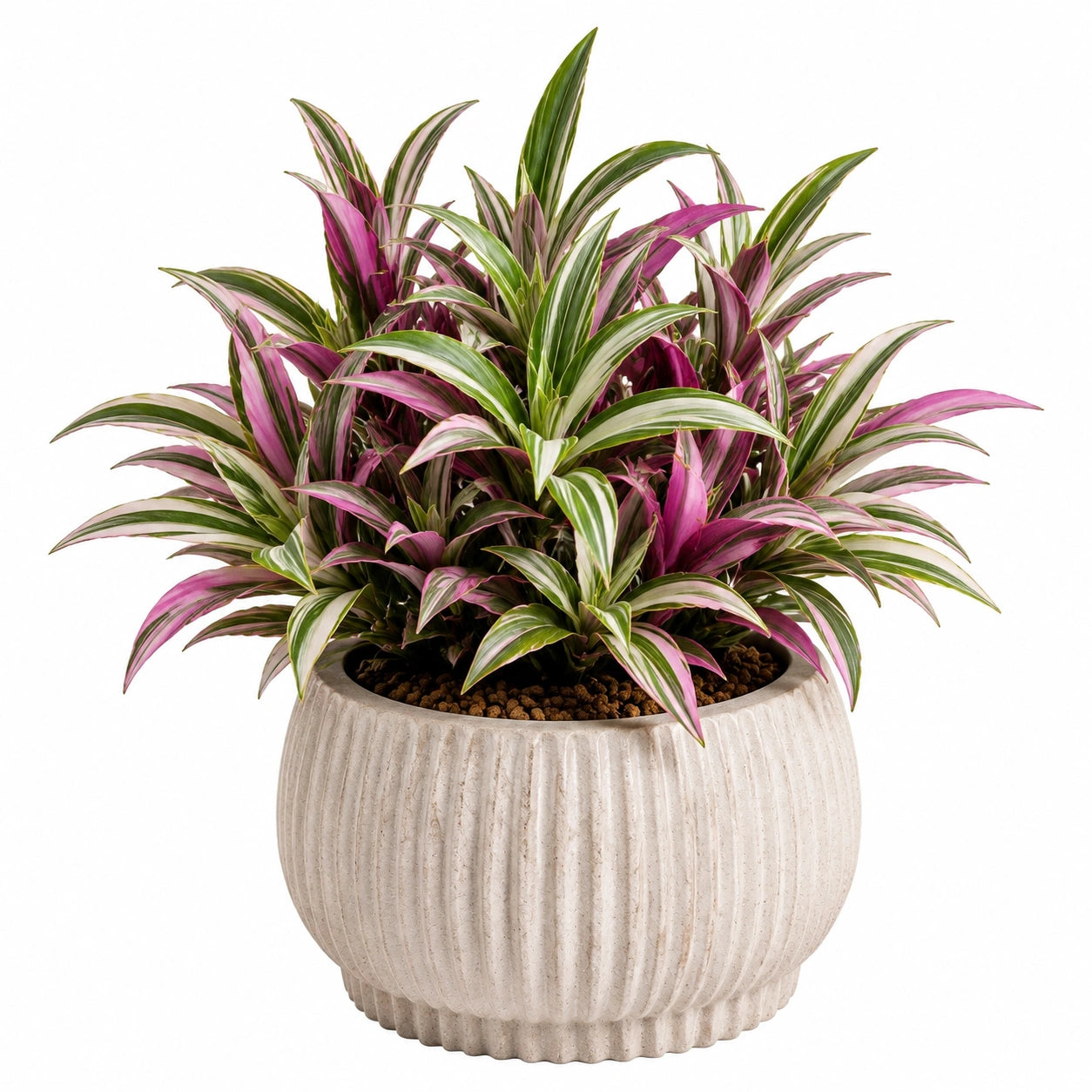 Pianta artificiale in vaso 60 cm in plastica verde e rosa - decorazione da interno