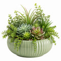Pianta grassa artificiale in vaso 32 x 32 x 38 cm in plastica verde con vaso in ceramica decorativa